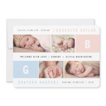 Monogramas de bebé Niño Niña Gemelos 4 Fotos múlti