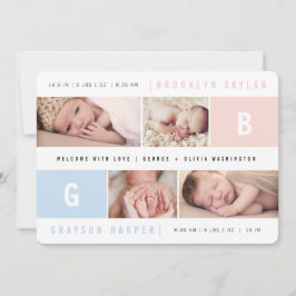 Anuncio Monogramas de bebé Niño Niña Gemelos 4 Fotos múlti