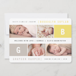 Anuncio Monogramas para Bebé Niño Niña Gemelos Amarillo 4 