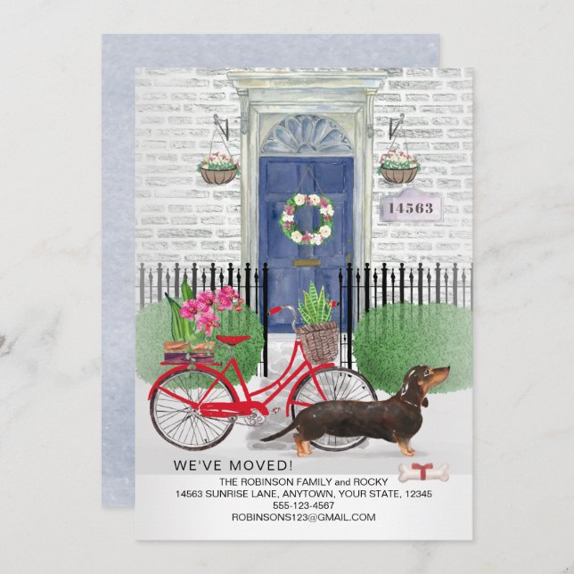 Anuncio Moving Black Dachshund Dog Bicycle Dog New Home (Anverso / Reverso)