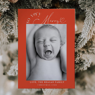 Anuncio Muy Feliz Navidad Retro Nacimiento Rojo