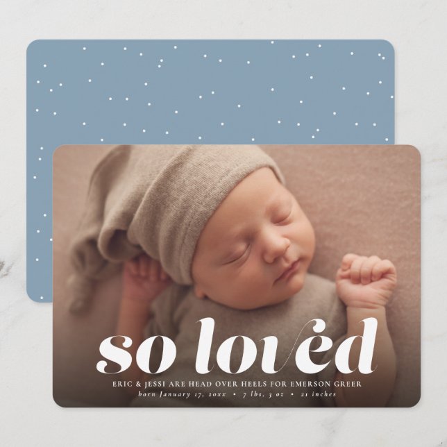 Anuncio Muy querida foto del nacimiento azul de un El día  (Anverso / Reverso)