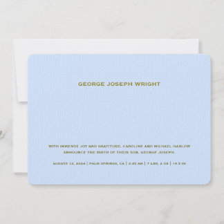 Anuncio Nacimiento azul del bebé elegante