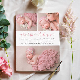 Anuncio Nacimiento de 3 Collages de fotos en escritura mod