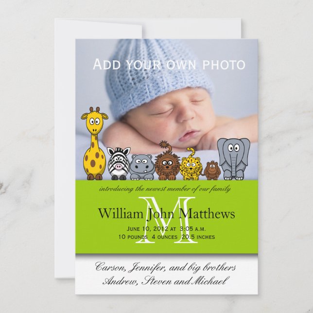 Anuncio Nacimiento de bebé anuncia verde a animales de la  (Anverso)