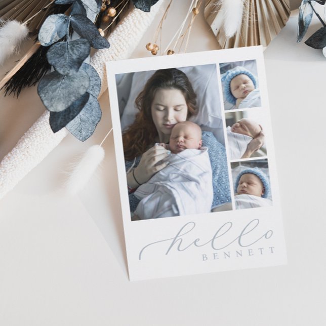 Anuncio Nacimiento de Collage de fotos de guión simple par (Subido por el creador)