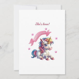 Anuncio Nacimiento de diseño de "Hello Baby Unicorn"