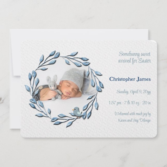 Anuncio Nacimiento de foto azul de Baby Boy (Anverso)