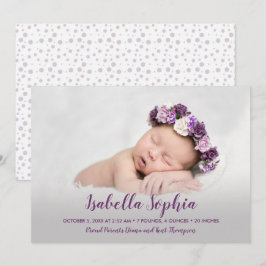 Anuncio Nacimiento de foto de niña morada