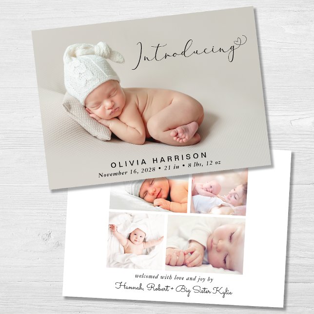 Anuncio Nacimiento de fotos moderno de introducción (Announce the arrival of your precious baby in a way that is as beautiful and unique as they are)