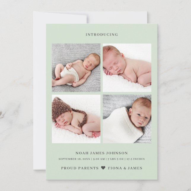 Anuncio Nacimiento de la cuadrícula de Collage de fotos ve (Anverso)