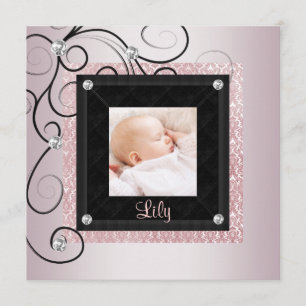 Anuncio Nacimiento de la foto de una bebé damasca negra ro