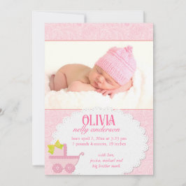 Anuncio Nacimiento de la foto de una bebé de transporte ro