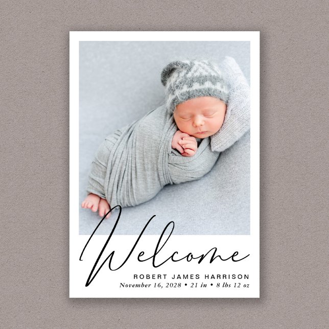 Anuncio Nacimiento de la foto del guión de bienvenida (A beautiful and unique way to thank family and friends and introduce them to your precious  baby)