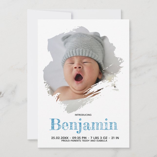 Anuncio Nacimiento de la franja blanca de la foto de Baby  (Anverso)