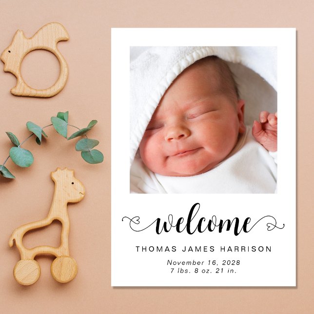 Anuncio Nacimiento de las fotos del bebé de bienvenida (Announce the arrival of your precious baby in a way that is as beautiful and unique as they are)