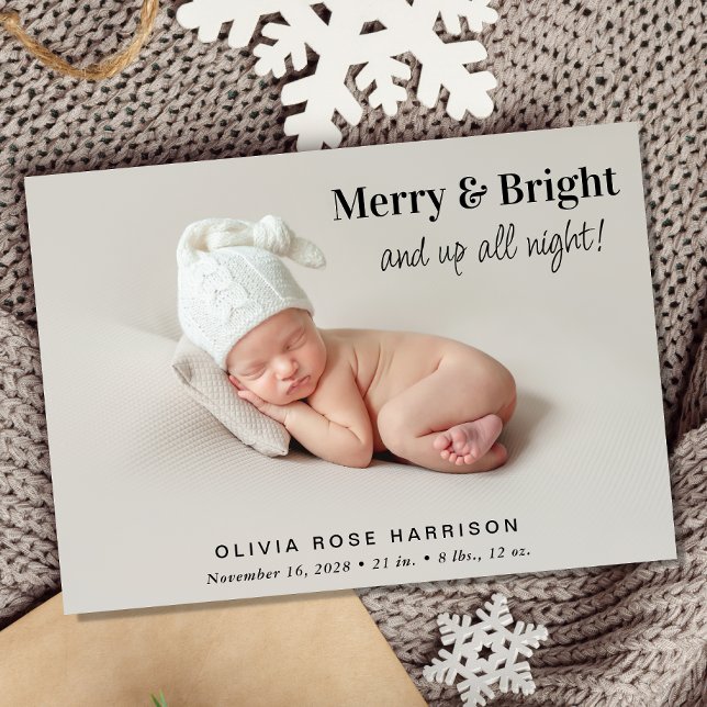 Anuncio Nacimiento de Merry and Bright 4 Navidades de foto (A fun and unique way to introduce family and friends to your baby this holiday season)