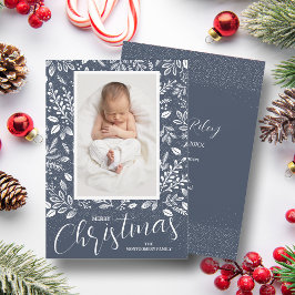 Anuncio Nacimiento de Navidades de foto de hojas blancas d