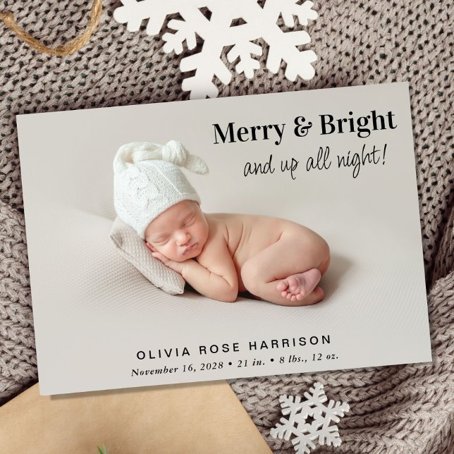Anuncio Nacimiento De Navidades De Fotos De Merry Y Bright (A beautiful and unique way to introduce family and friends to your Christmas  baby)