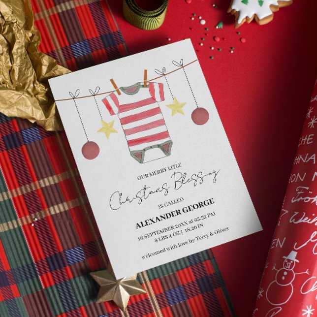 Anuncio Nacimiento de Navidades de ornamentos de raya roja (Subido por el creador)