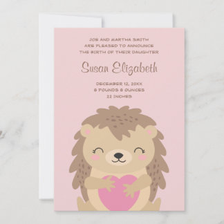 Anuncio Nacimiento de Personalizado de Cute Hedgehog de Co