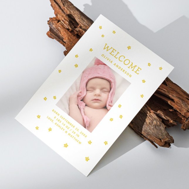 Anuncio Nacimiento de Recién nacido floral amarillo. Flore (Subido por el creador)