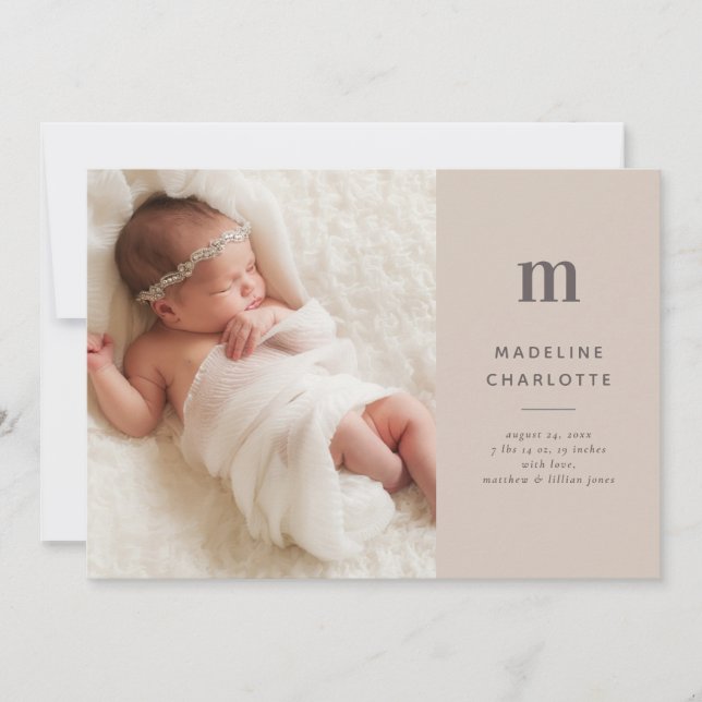 Anuncio Nacimiento de un monograma neutral de Recién nacid (Anverso)
