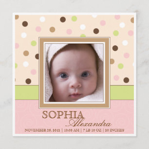 Anuncio Nacimiento de una niña bebé dos fotos con puntos r