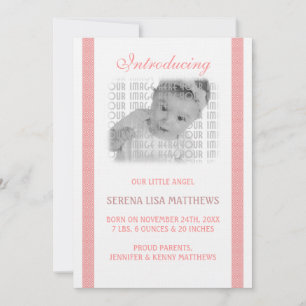 Anuncio Nacimiento de una niña pequeña rosa ligera