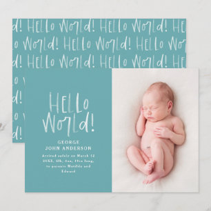 Anuncio Nacimiento de una tipografía verde azulada mínima