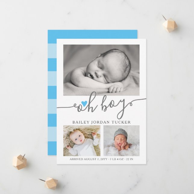 Anuncio Nacimiento del Collage de fotos del cielo azul (Anverso/Reverso In Situ)