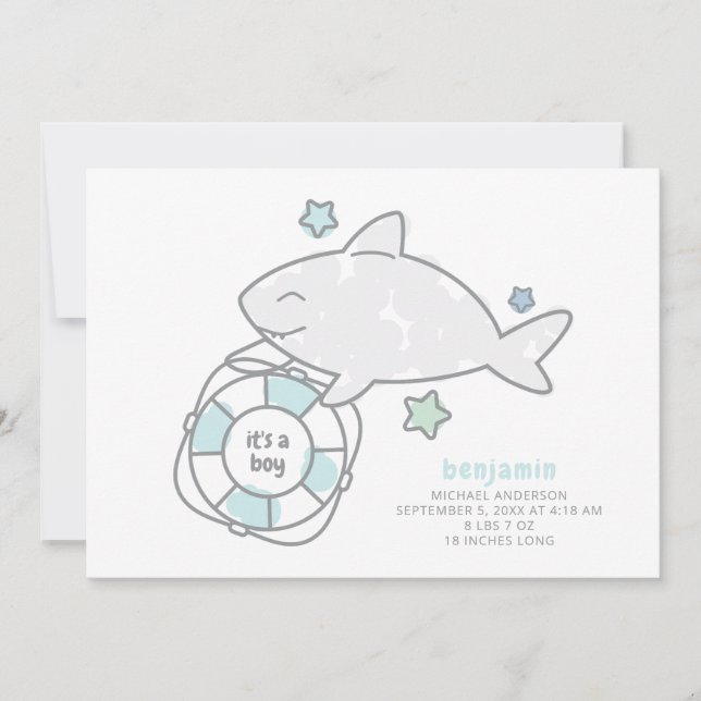 Anuncio Nacimiento del niño bebé de Shark Ahoy (Anverso)