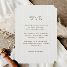 Anuncio Nacimiento del niño de Iniciales Gris Ligeras