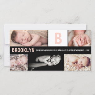 Anuncio Nacimiento inicial de 5 Collages de fotos de Baby