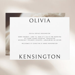 Anuncio Nacimiento mínimo simple de bebé de foto blanca ne