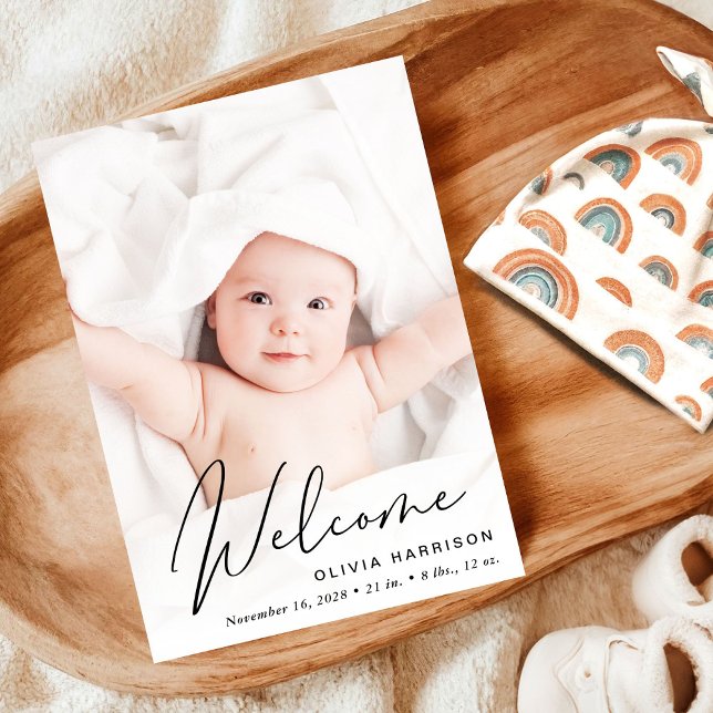 Anuncio Nacimiento moderno de Collage de fotos de bienveni (A beautiful and unique way to thank family and friends and introduce them to your precious baby)