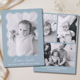 Anuncio Nacimiento moderno mínimo y turbio azul recién nac