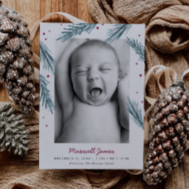 Anuncio Nacimiento multifoto de hojas de pino y bayas de v