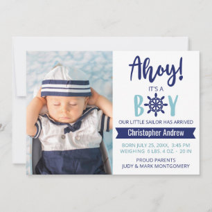 Anuncio Nacimiento Nautical Ahoy es foto de un niño