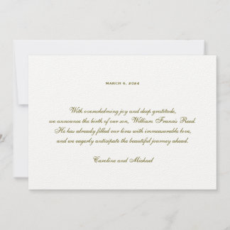 Anuncio Nacimiento neutral de género elegante tradicional