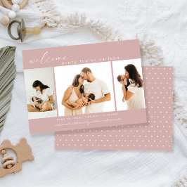 Anuncio Nacimiento rosado de Collage de fotos moderno