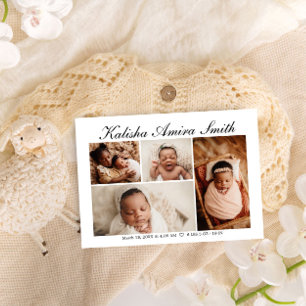 Anuncio Nacimiento simple de Collage de fotos neutro para 