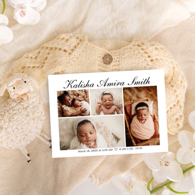Anuncio Nacimiento simple de Collage de fotos neutro para  (Subido por el creador)
