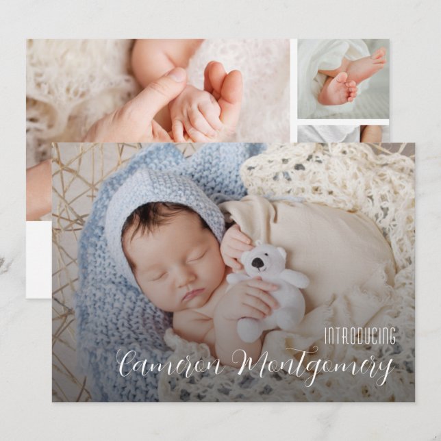 Anuncio Nacimiento simple de varios Collages de fotos (Anverso / Reverso)