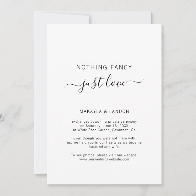 Anuncio Nada Fancy Just Love Photo Boda Elopement (Anverso)