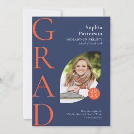 Anuncio Naranja azul de foto de graduado universitario