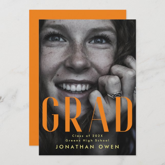 Anuncio Naranja brillante clase de secundaria amarilla (Anverso / Reverso)