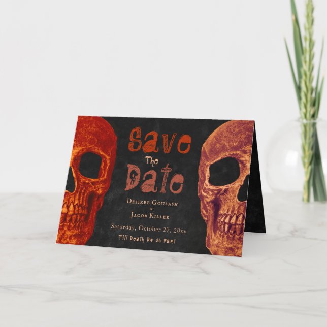 Anuncio Naranja de cráneo gótico Halloween negro salva la  (Anverso)