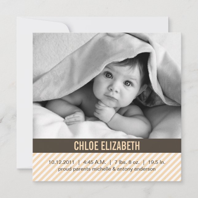 Anuncio Naranja moderno Pinstripes Nacimientos (Anverso)