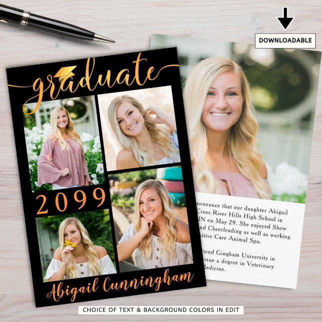 Anuncio Naranja negro moderno guión 5 foto graduada (Subido por el creador)